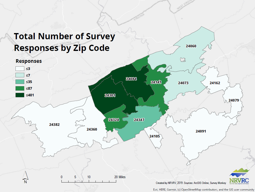 Map of Survey Respondents by Zip Code