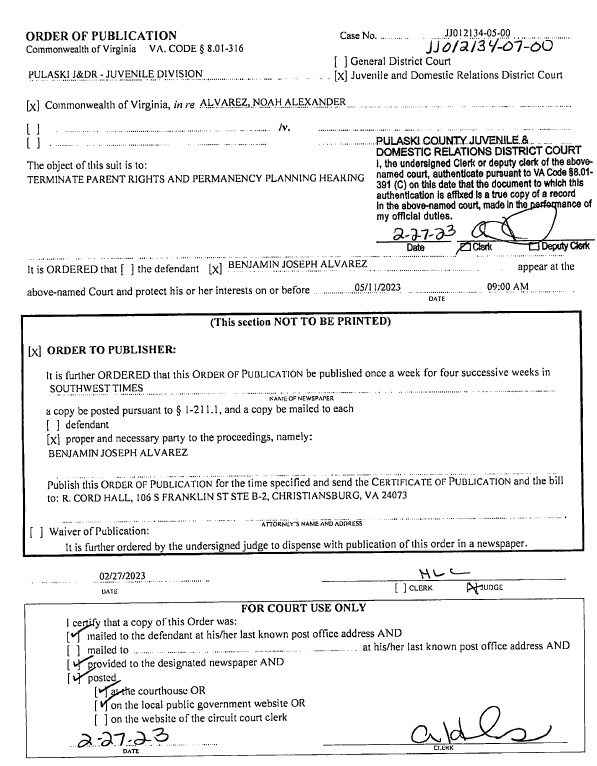 Order of Publication